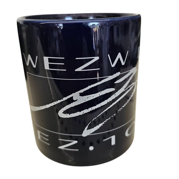 WEZW FM 93 Mug Navy Blue Ceramic Coffee Cup With Handle - Picture 1 of 5